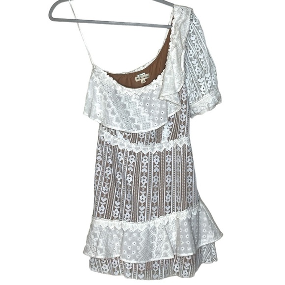 For Love and Lemons Lovebird Heart Eyelet Lace Mini Dress - White - Size Small - Picture 2 of 9